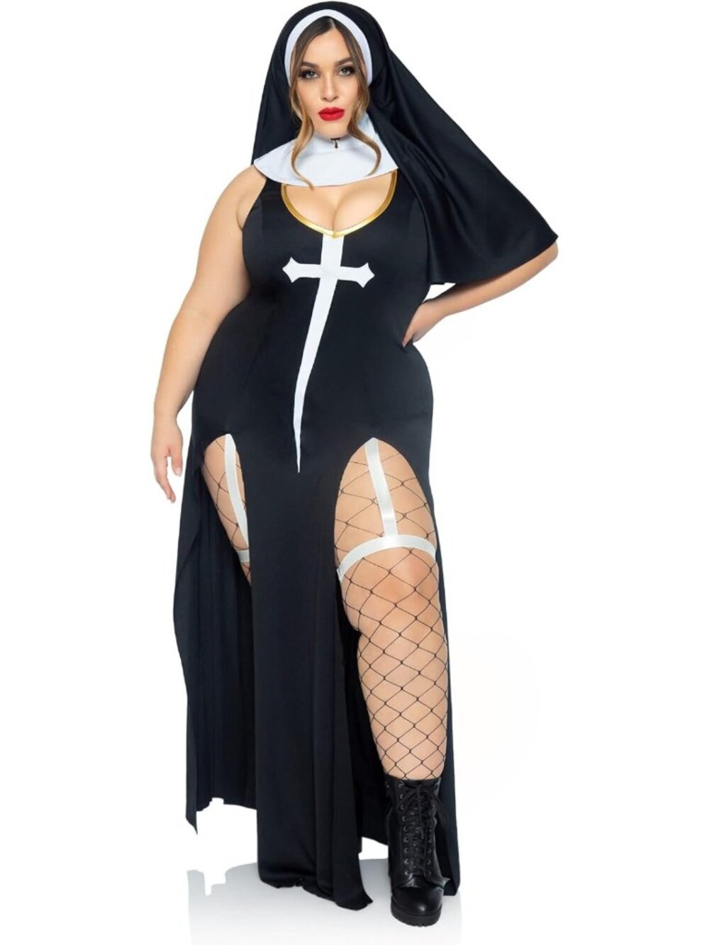 Sultry Sinner 3-Piece Costume Set - Dress, Collar & Headpiece for Halloween Fun